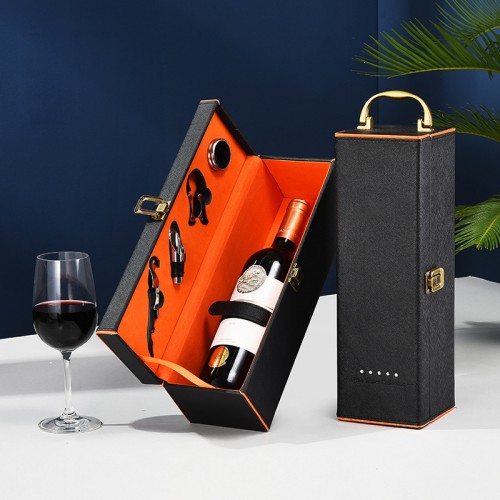 Single Wine PU Leather Gift Box Wholesale, Champagne Wine Box Packaging Customization