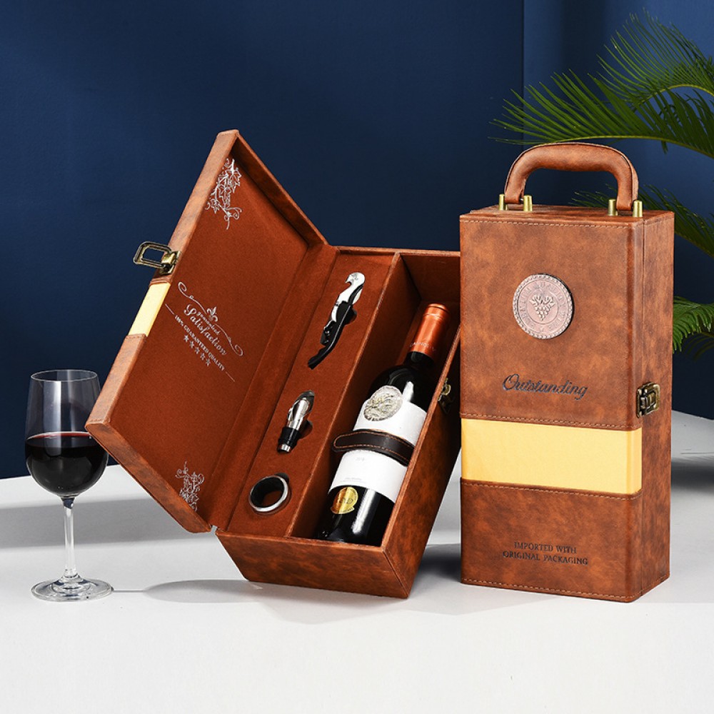 Single Wine PU Leather Gift Box Wholesale, Champagne Wine Box Packaging Customization Single Wine PU Leather Gift Box Wholesale, Champagne Wine Box Packaging Customization