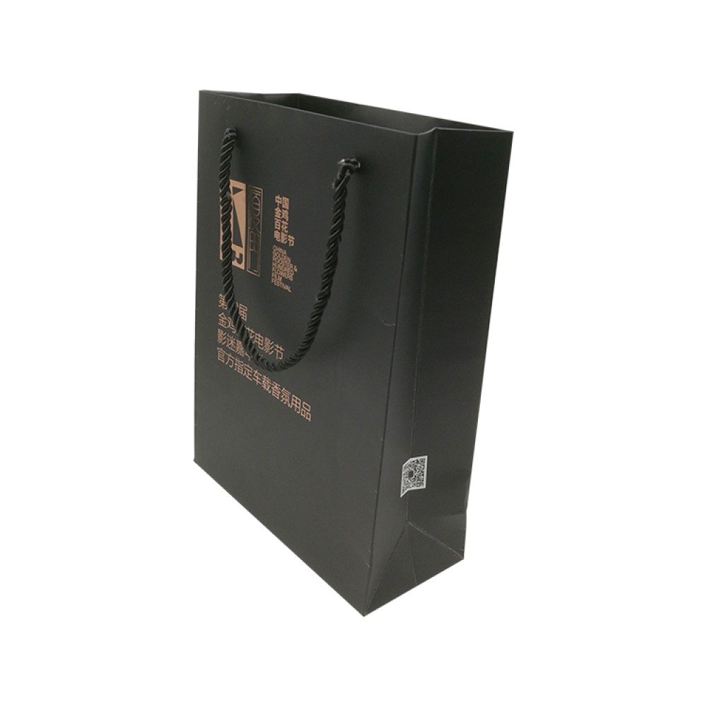 Black Texture Paper Color Matt Lamnation Paper Bag With Rope Handle Black Texture Paper Color Matt Lamnation Paper Bag With Rope Handle