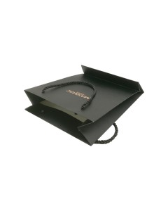 Black Texture Paper Color Matt Lamnation Paper Bag With Rope Handle