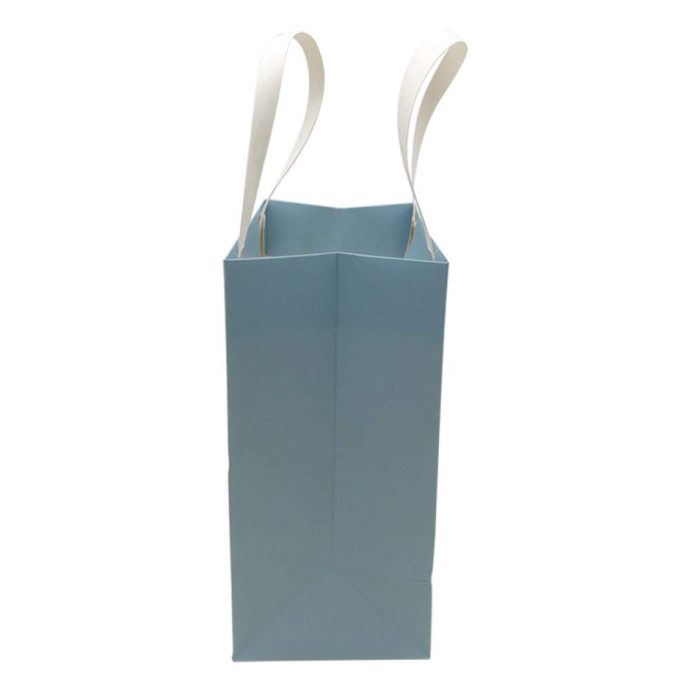 Ivory Paper Material Blue Printing Package Bag With Plastic Handle Ivory Paper Material Blue Printing Package Bag With Plastic Handle