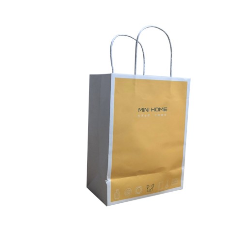 Take Away Food Package Paper Handle Kraft Paper Bag