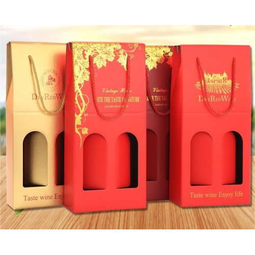 Red Wine Packaging Gift Box Wholesale, Single  Two Red Wine Paper Bag Packaging Box Customization, Wine Portable Gift Boxes Custom