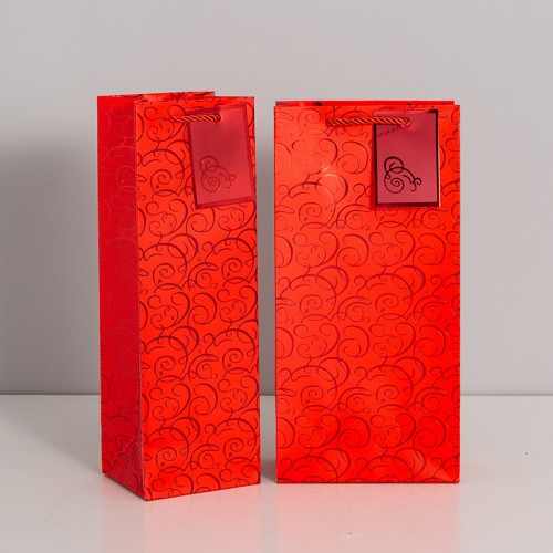 Gold Stamping Red Wine Paper Bags, Wine Packaging Boxes Wine Handbags, Wine Gift Packaging Bag Wholesale Customization